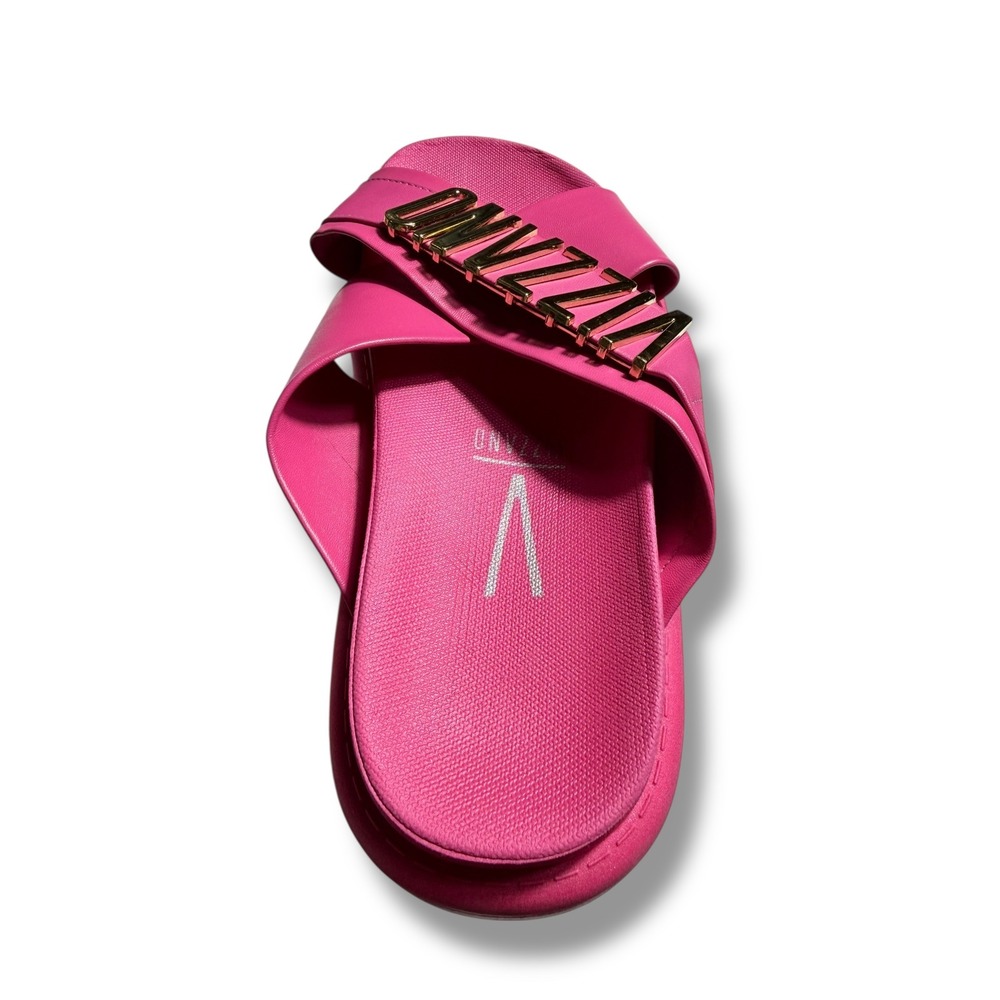 NEW Vizzano Women's Pink Platform Slides Gold Logo Cross Strap Sandals Size 5 35 - Picture 5 of 11